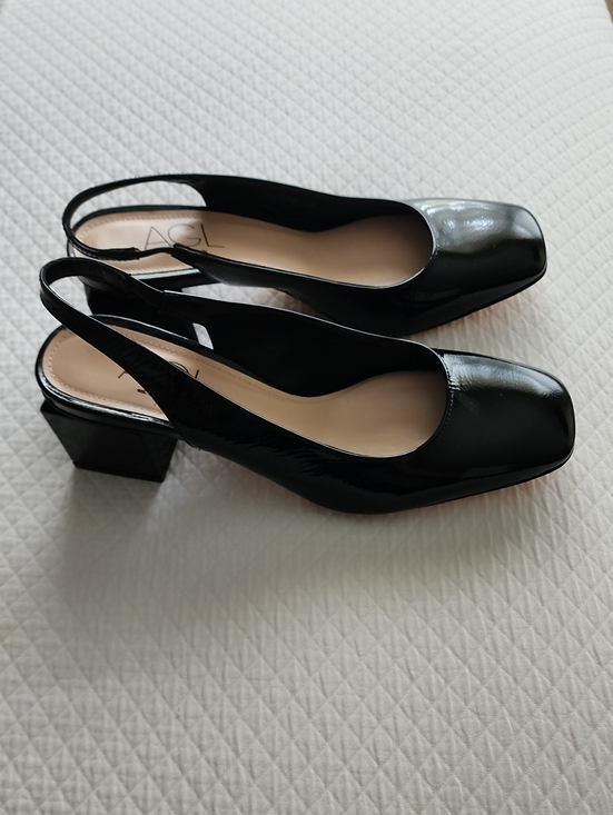 Agl Shoes - AGL New Black Patent Slingback Heels. Store Display.